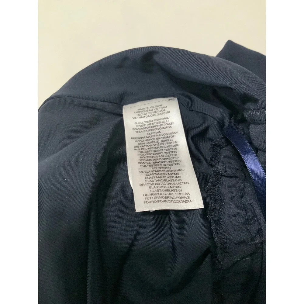 Lauren Ralph Lauren Womens Stretch Jersey Jumpsuit M Blue Tie Keyhole 3/4 Sleeve - Picture 9 of 14